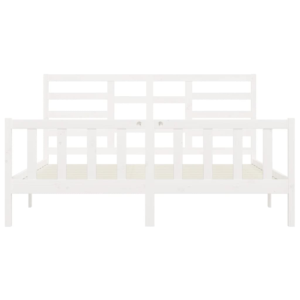 vidaXL Bed Frame without Mattress White 183x203 cm King Solid Wood