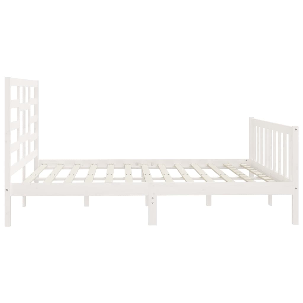 vidaXL Bed Frame without Mattress White 183x203 cm King Solid Wood