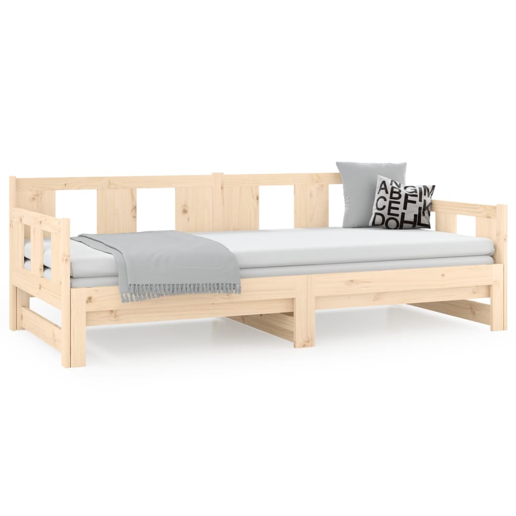 vidaXL Pull-out Day Bed without Mattress Solid Wood Pine 2x(90x190) cm