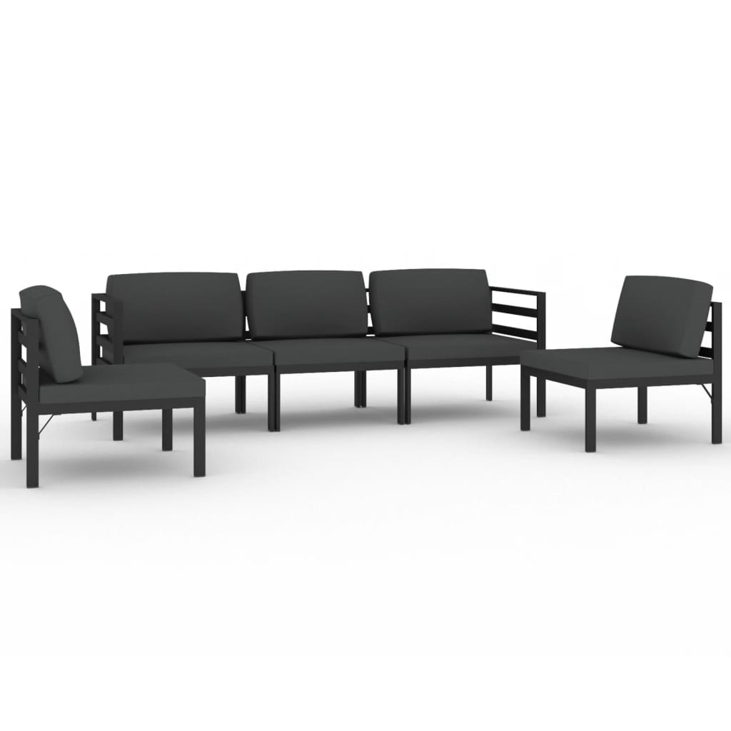 vidaXL 5 Piece Garden Lounge Set with Cushions Aluminium Anthracite