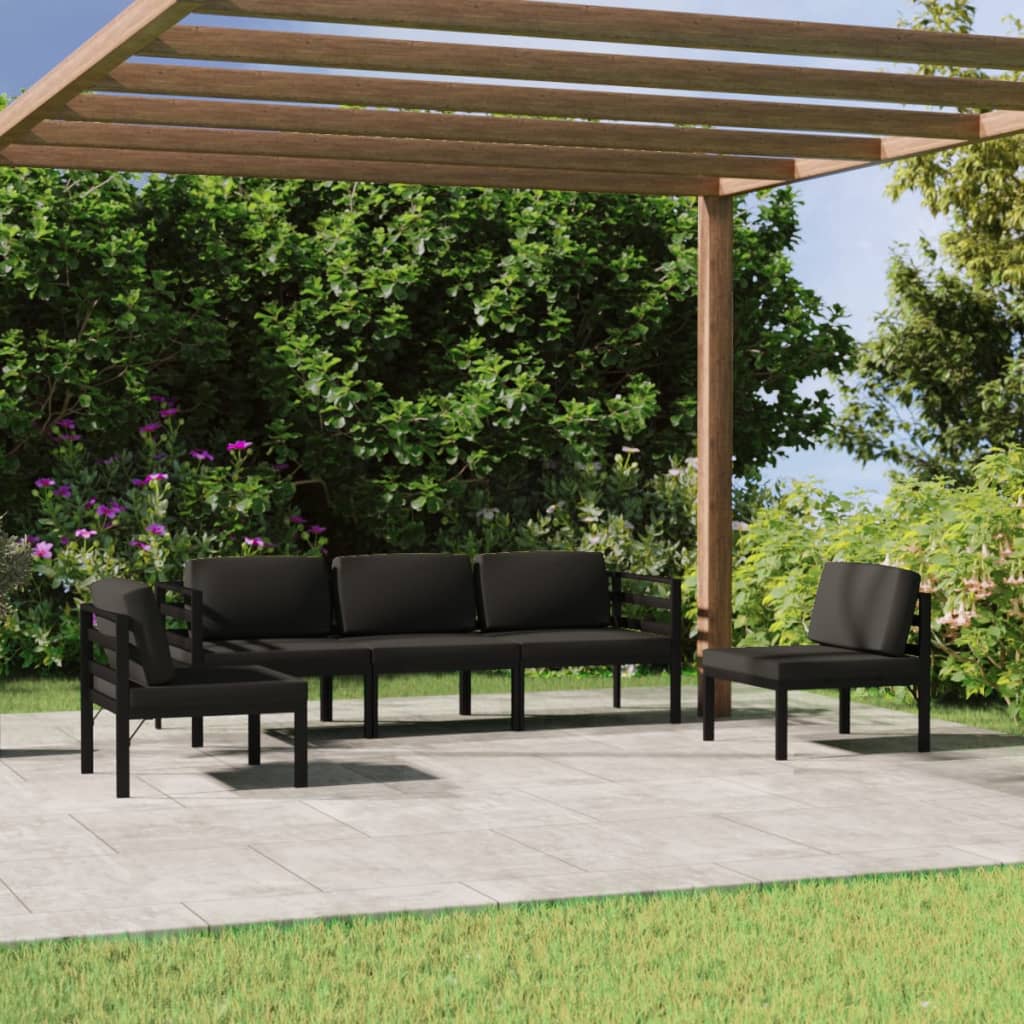 vidaXL 5 Piece Garden Lounge Set with Cushions Aluminium Anthracite