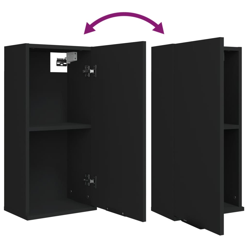 vidaXL Wall-mounted Bathroom Cabinet Black 32x20x67 cm