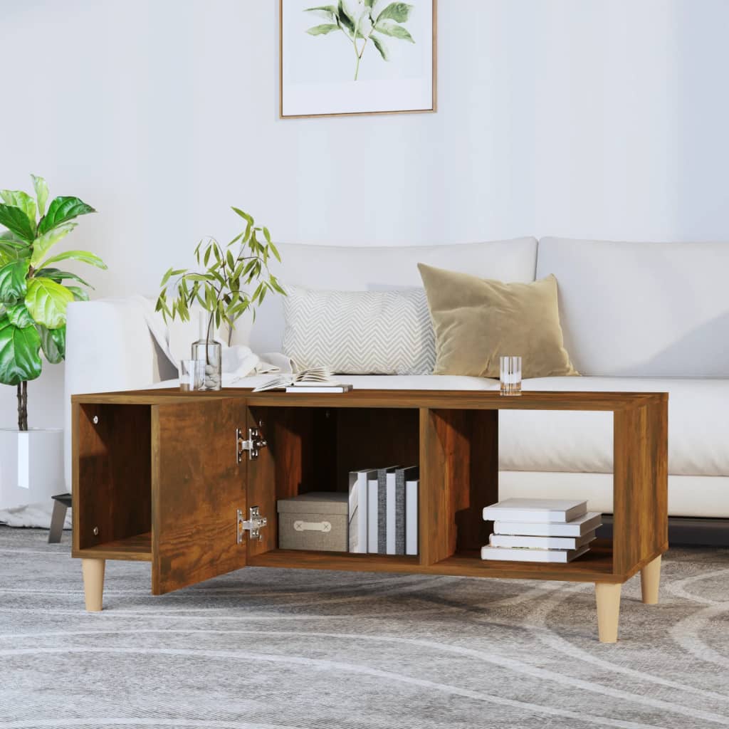 vidaXL Coffee Table Smoked Oak 102x50x40 cm Engineered Wood