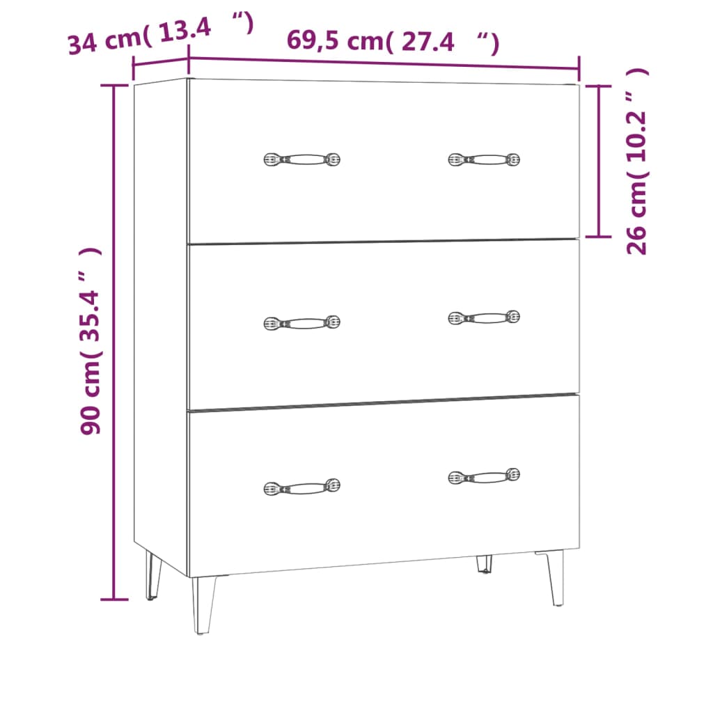 vidaXL Highboard White 69.5x34x180 cm Engineered Wood