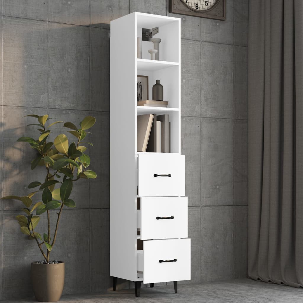 vidaXL Highboard White 34.5x34x180 cm Engineered Wood