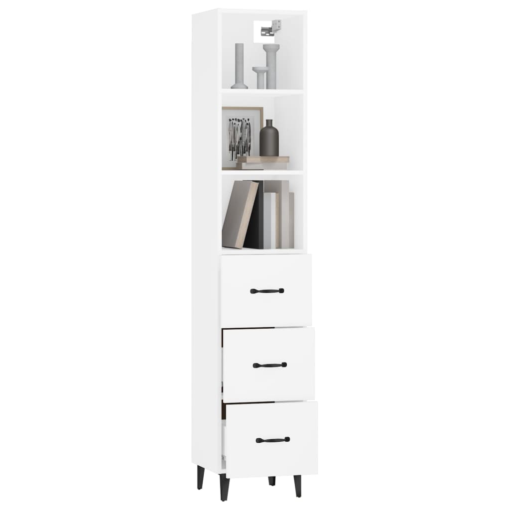 vidaXL Highboard White 34.5x34x180 cm Engineered Wood