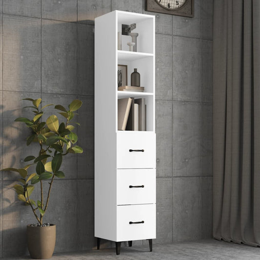 vidaXL Highboard White 34.5x34x180 cm Engineered Wood