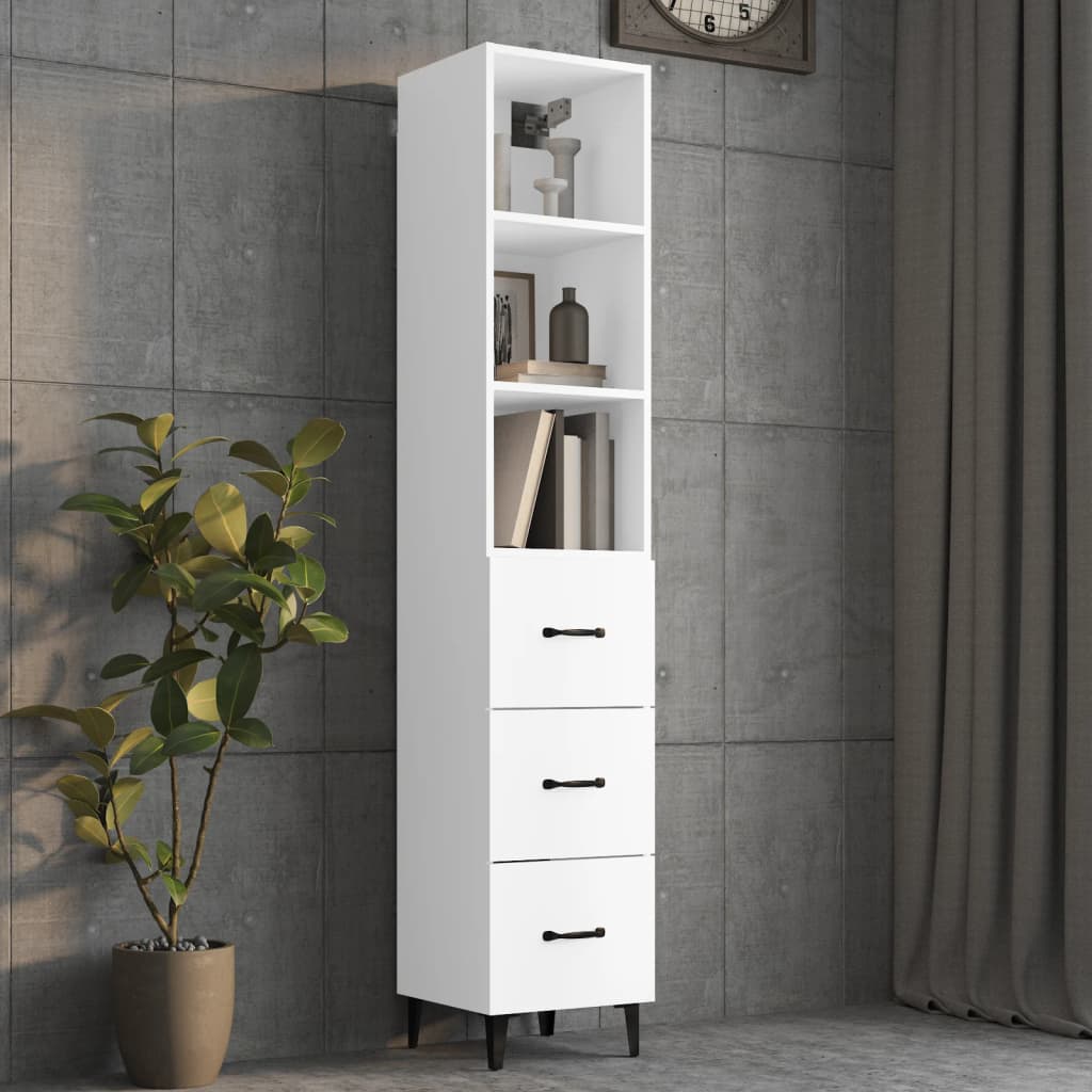 vidaXL Highboard White 34.5x34x180 cm Engineered Wood