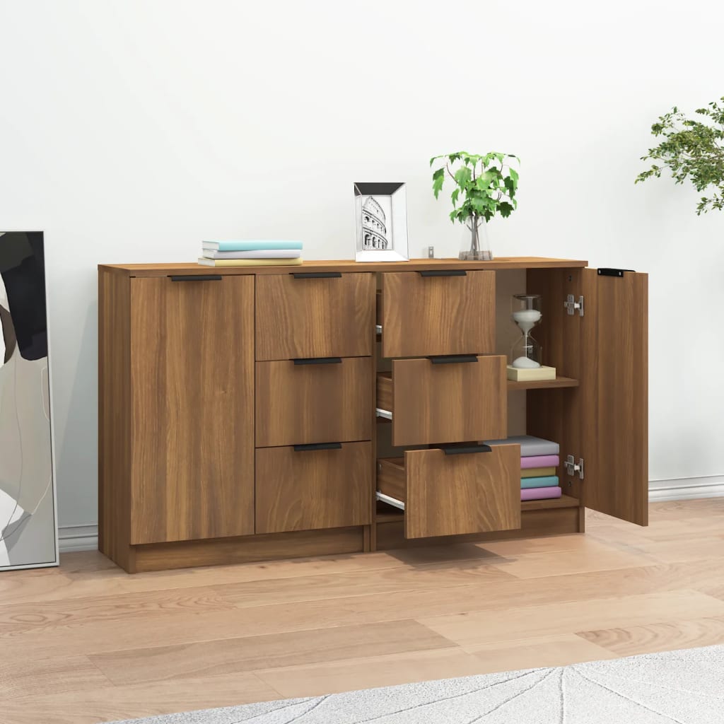 vidaXL Sideboards 2 pcs Brown Oak 60x30x70 cm Engineered Wood