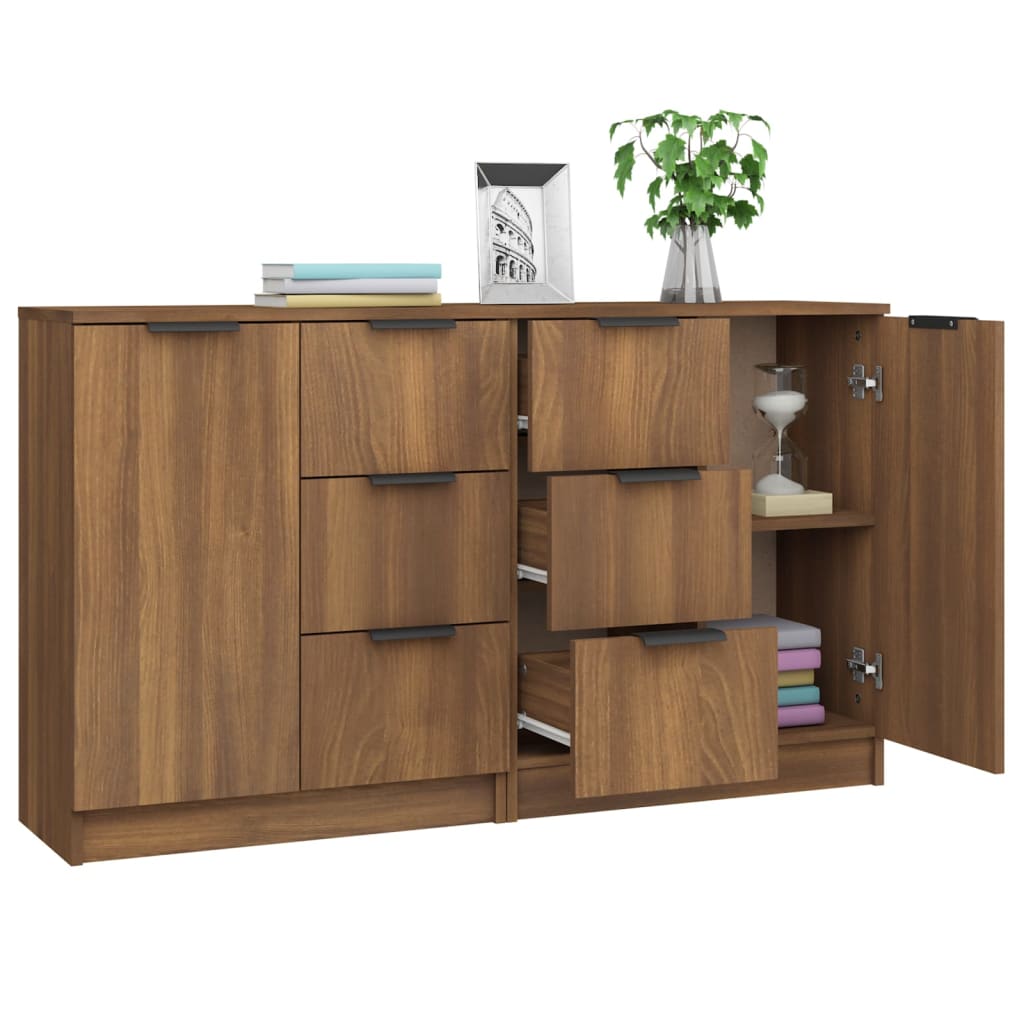 vidaXL Sideboards 2 pcs Brown Oak 60x30x70 cm Engineered Wood