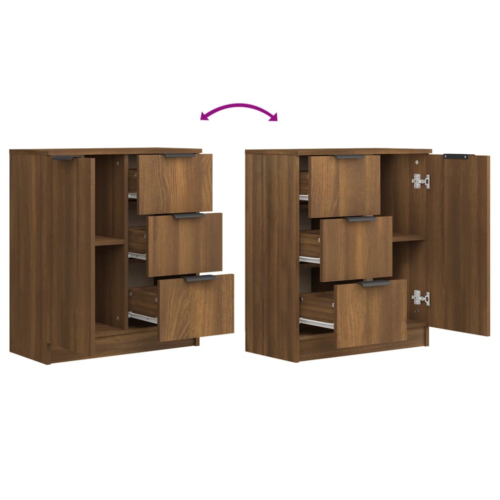 vidaXL Sideboards 2 pcs Brown Oak 60x30x70 cm Engineered Wood