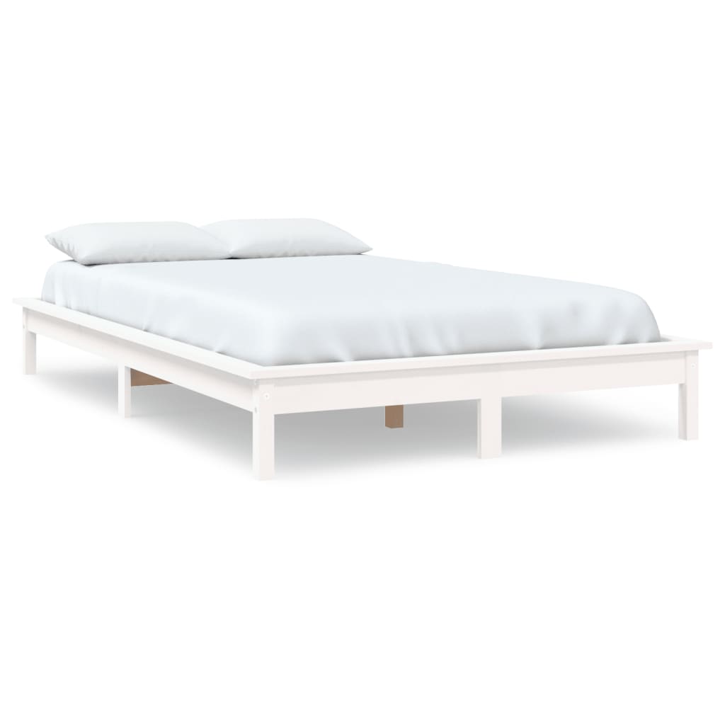 vidaXL Bed Frame without Mattress White 135x190 cm Solid Wood