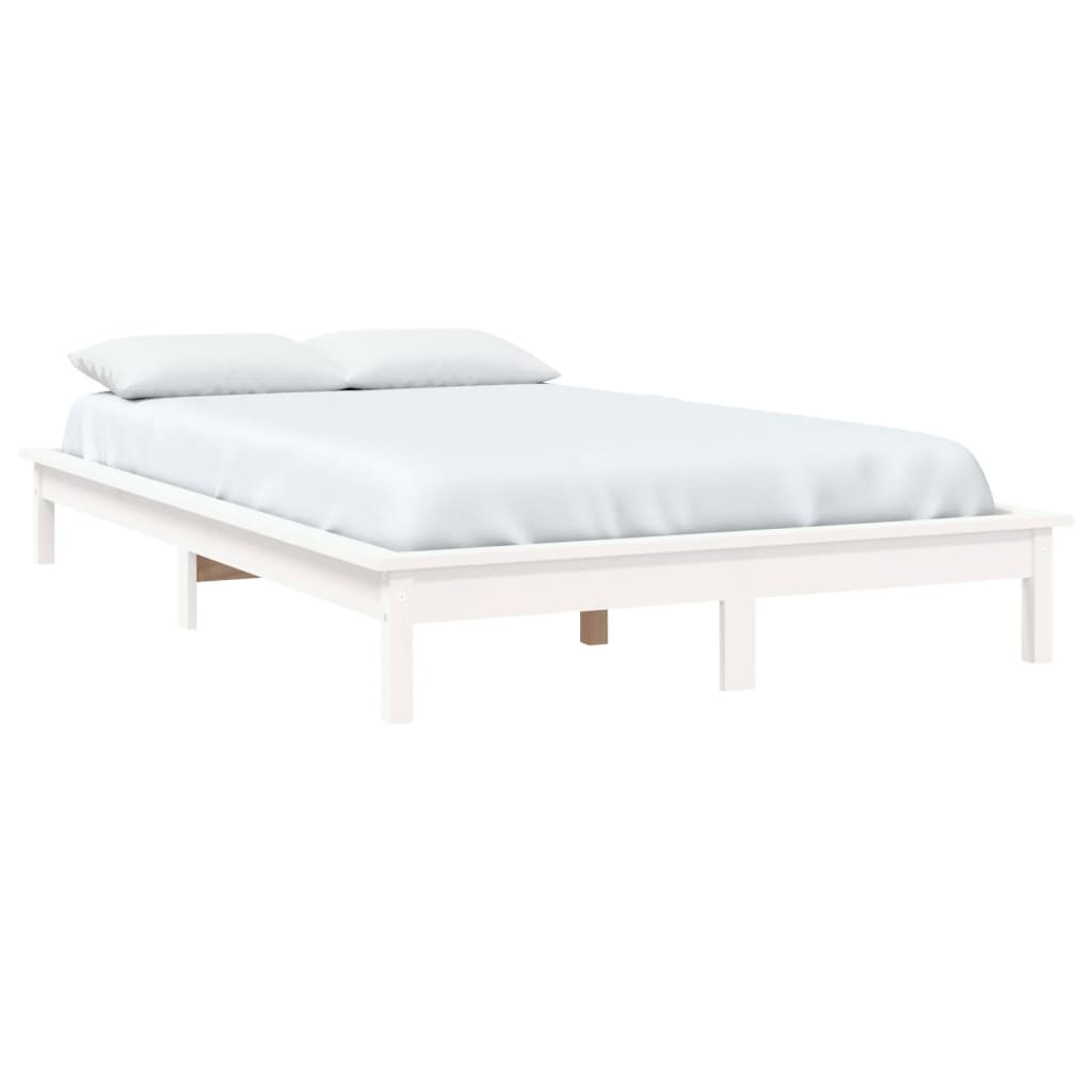 vidaXL Bed Frame without Mattress White 135x190 cm Solid Wood