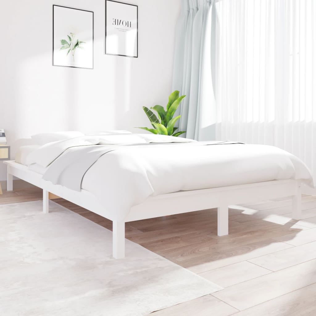 vidaXL Bed Frame without Mattress White 135x190 cm Solid Wood