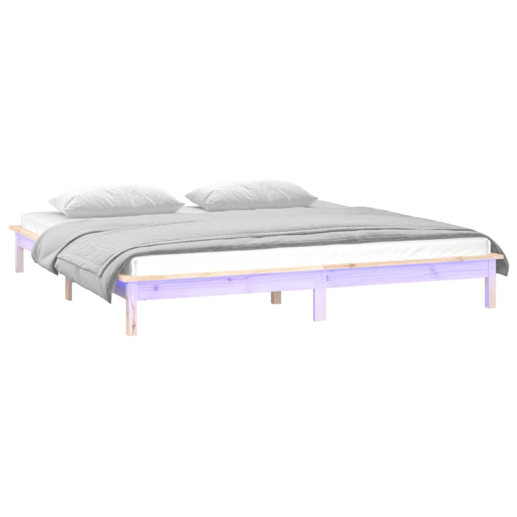 vidaXL LED Bed Frame without Mattress 135x190 cm Solid Wood