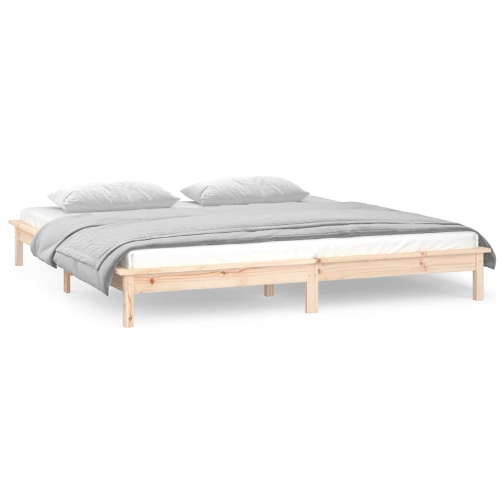 vidaXL LED Bed Frame without Mattress 135x190 cm Solid Wood