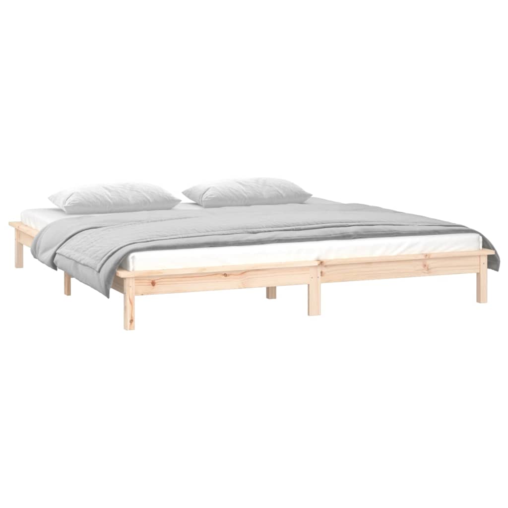 vidaXL LED Bed Frame without Mattress 135x190 cm Solid Wood