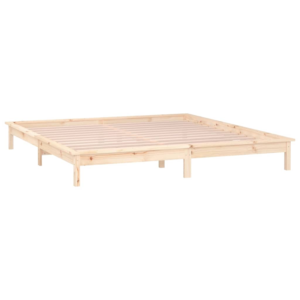 vidaXL LED Bed Frame without Mattress 135x190 cm Solid Wood