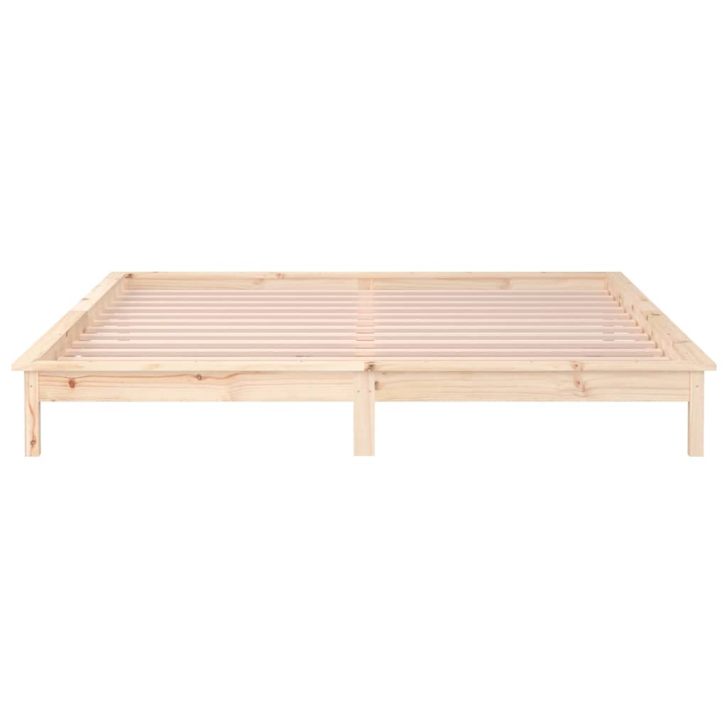 vidaXL LED Bed Frame without Mattress 135x190 cm Solid Wood