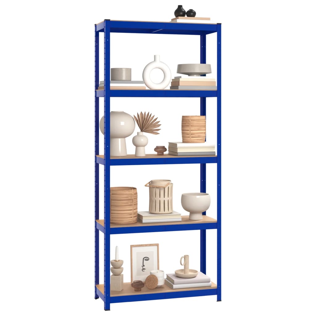 vidaXL 5-Layer Storage Shelf Blue Steel and Engineered Wood