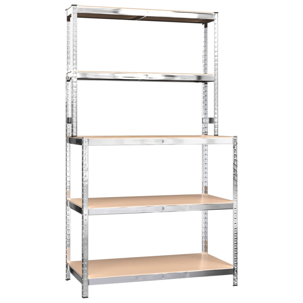 vidaXL 5-Layer Work Table with Shelves Silver Steel and Engineered Wood