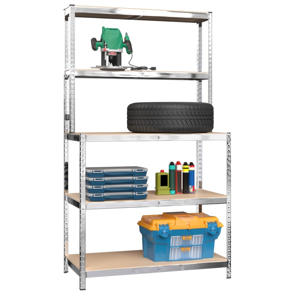 vidaXL 5-Layer Work Table with Shelves Silver Steel and Engineered Wood