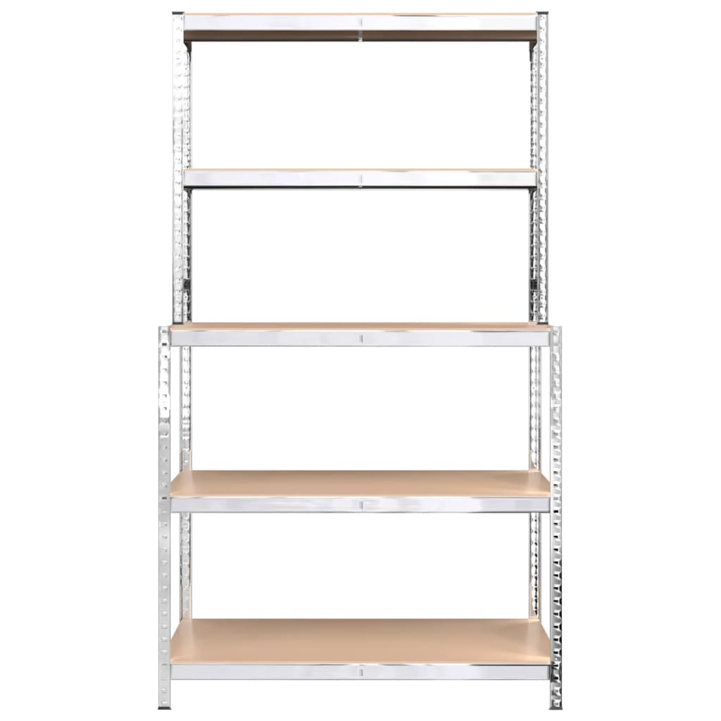 vidaXL 5-Layer Work Table with Shelves Silver Steel and Engineered Wood
