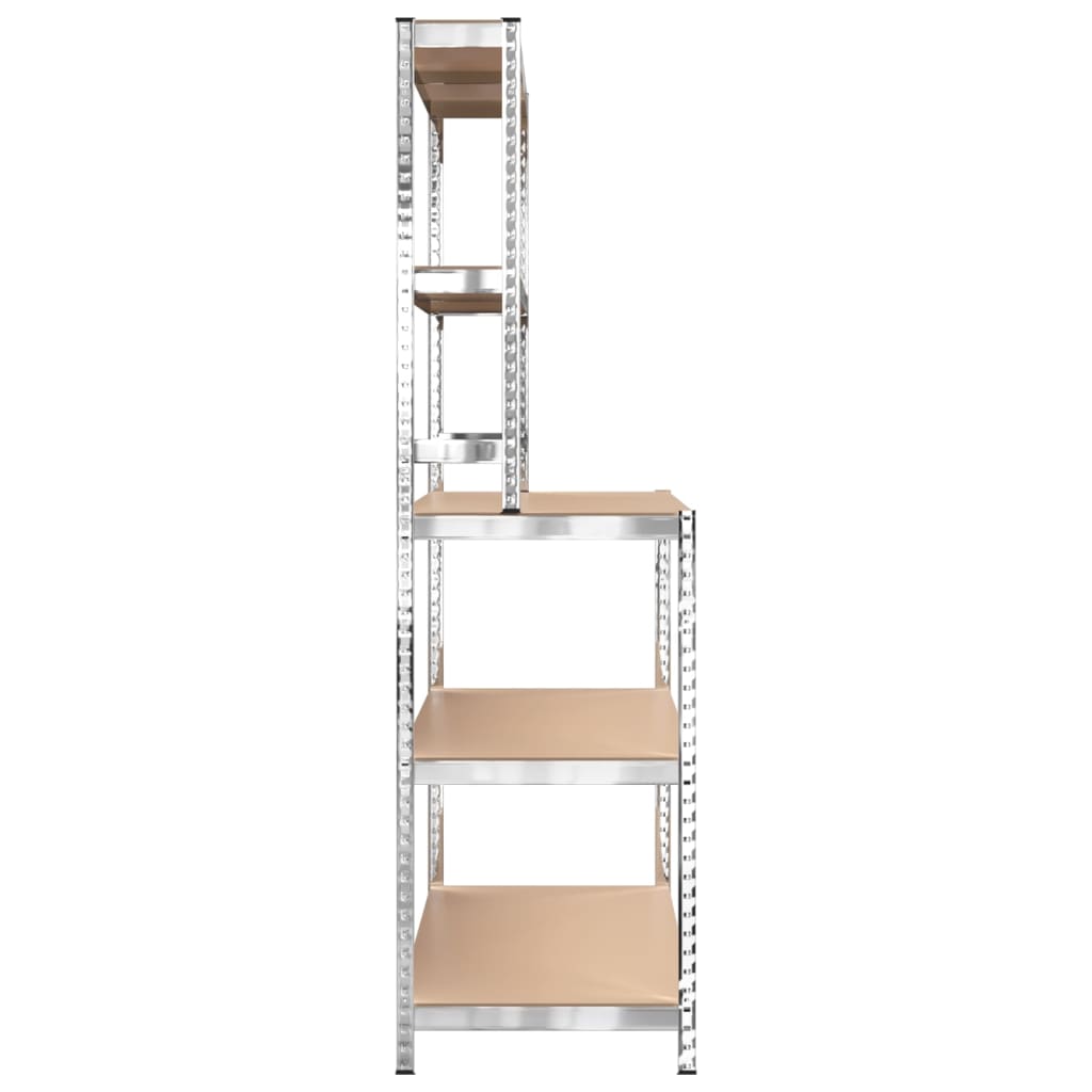 vidaXL 5-Layer Work Table with Shelves Silver Steel and Engineered Wood