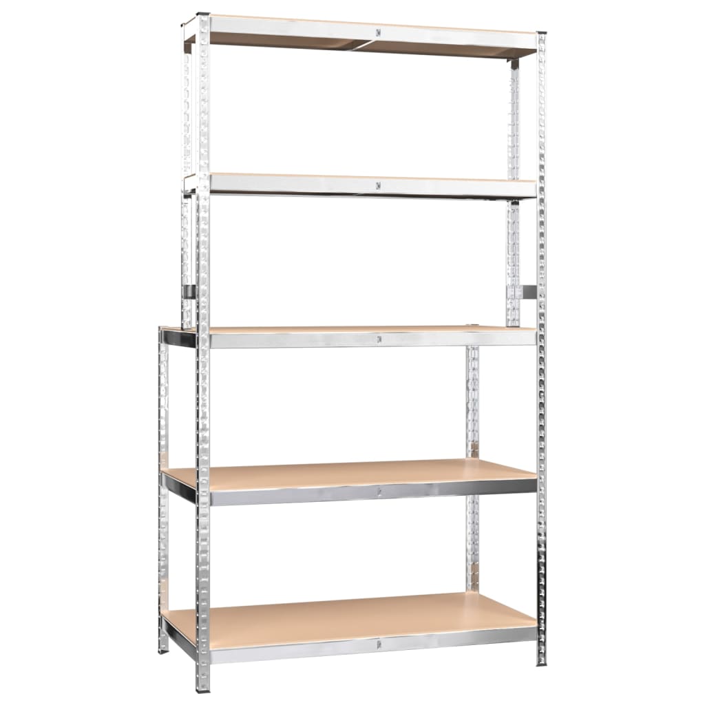 vidaXL 5-Layer Work Table with Shelves Silver Steel and Engineered Wood