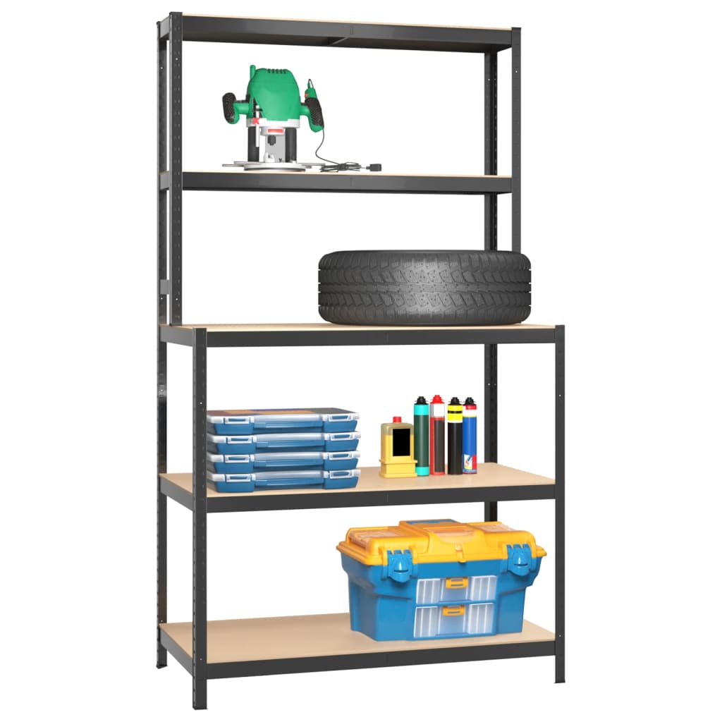 vidaXL 5-Layer Work Table with Shelves Anthracite Steel and Engineered Wood