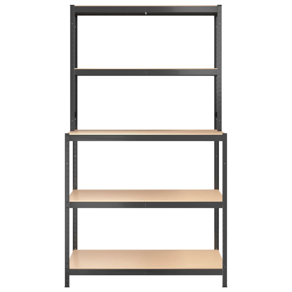vidaXL 5-Layer Work Table with Shelves Anthracite Steel and Engineered Wood