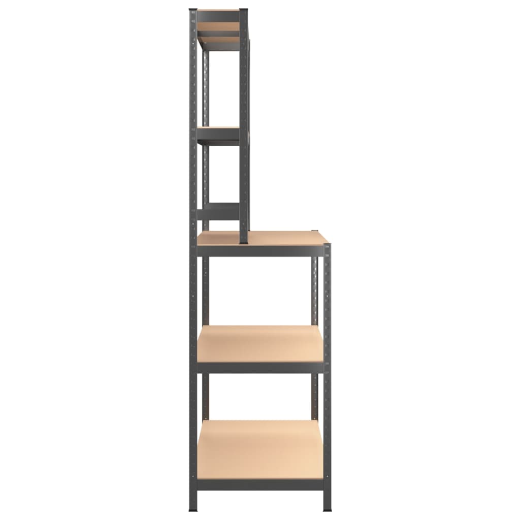 vidaXL 5-Layer Work Table with Shelves Anthracite Steel and Engineered Wood