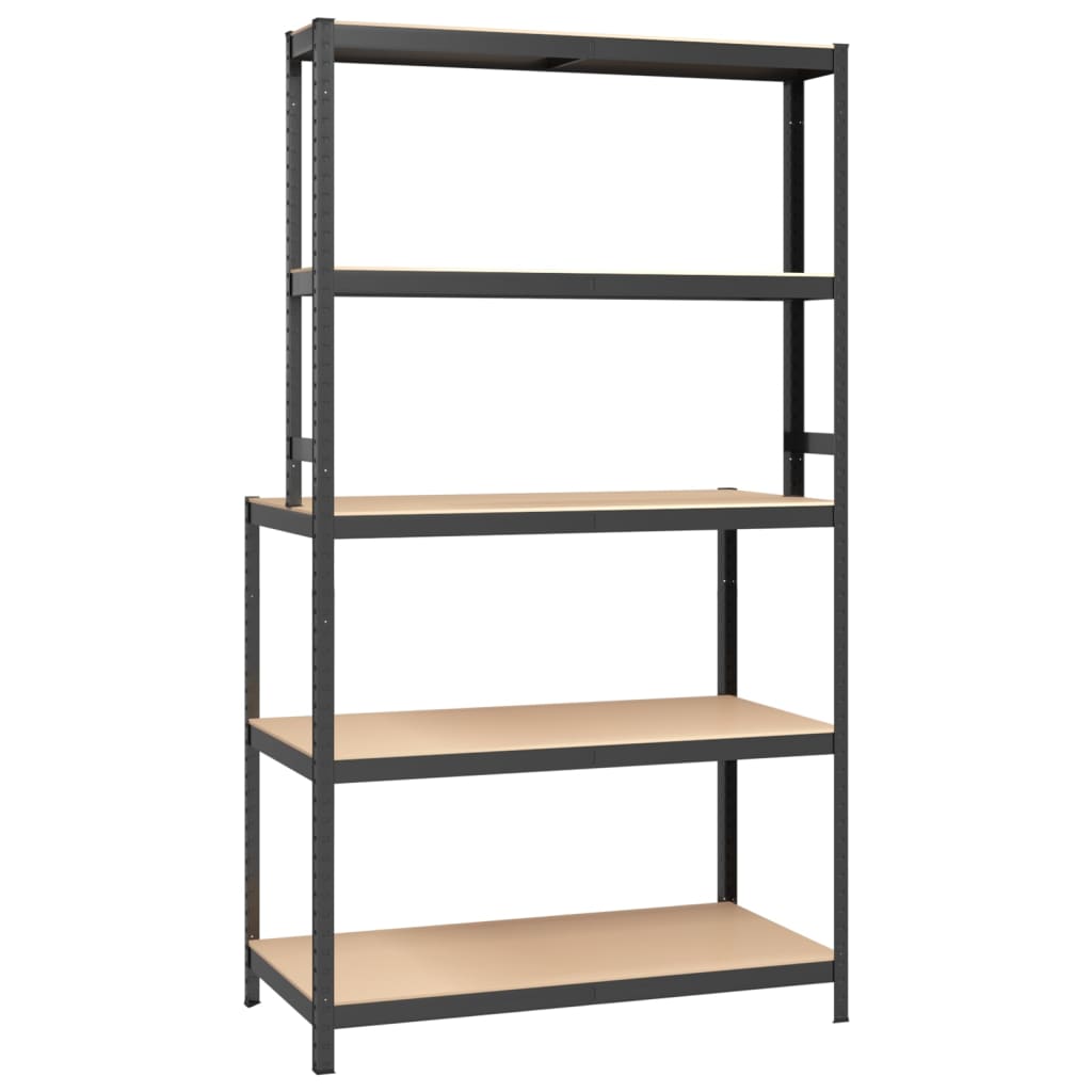 vidaXL 5-Layer Work Table with Shelves Anthracite Steel and Engineered Wood