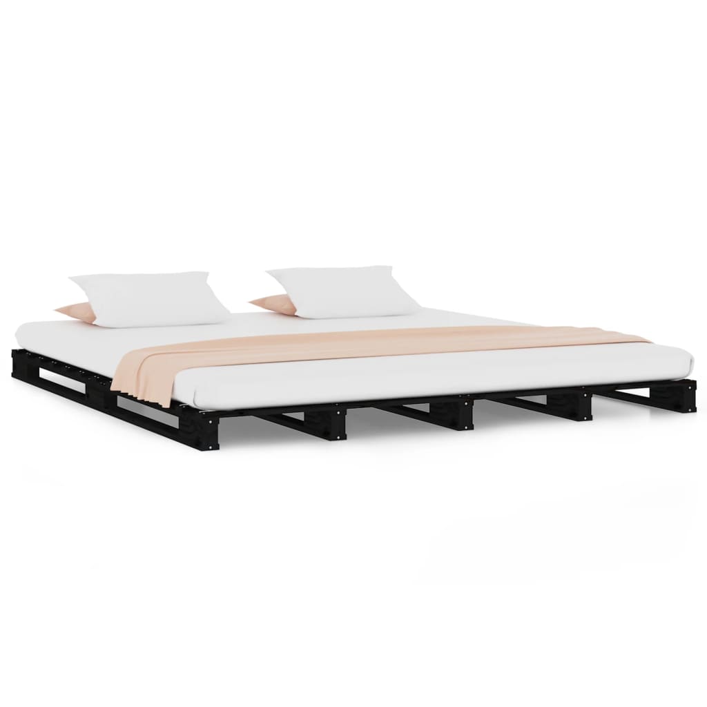 vidaXL Pallet Bed without Mattress Black 135x190 cm Solid Wood