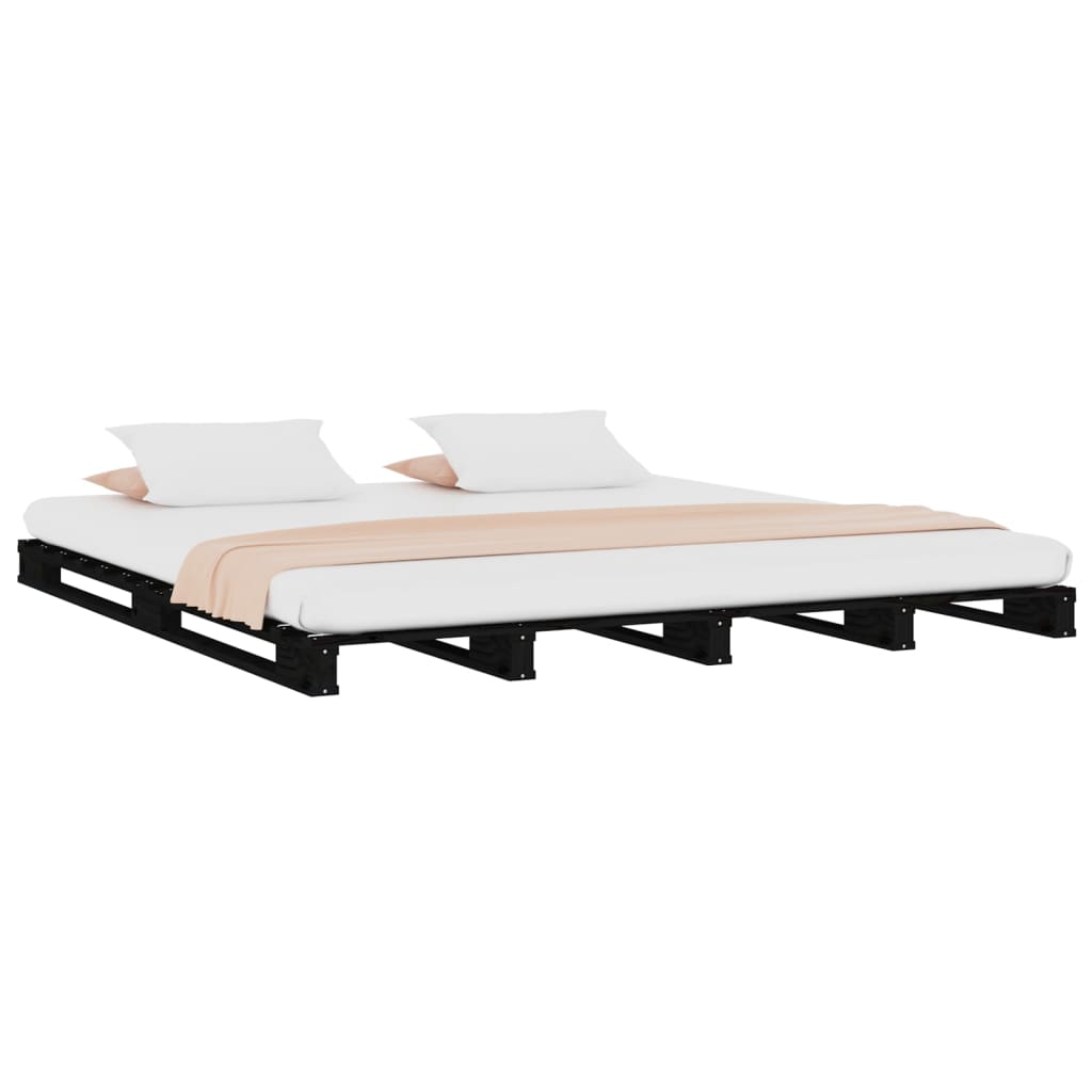 vidaXL Pallet Bed without Mattress Black 135x190 cm Solid Wood