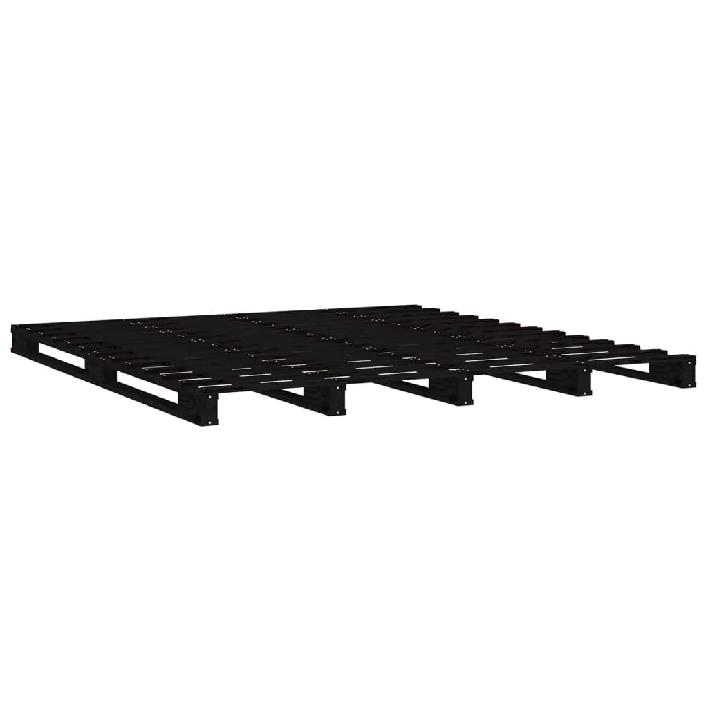 vidaXL Pallet Bed without Mattress Black 135x190 cm Solid Wood