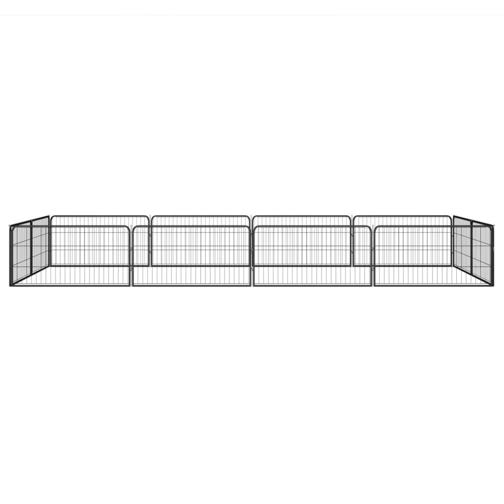 vidaXL 12-Panel Dog Playpen Black 100x50 cm Powder-coated Steel
