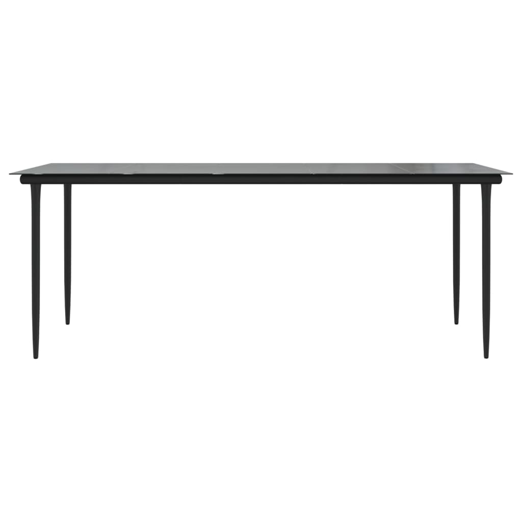 vidaXL Garden Dining Table Black 200x100x74cm Steel and Tempered Glass