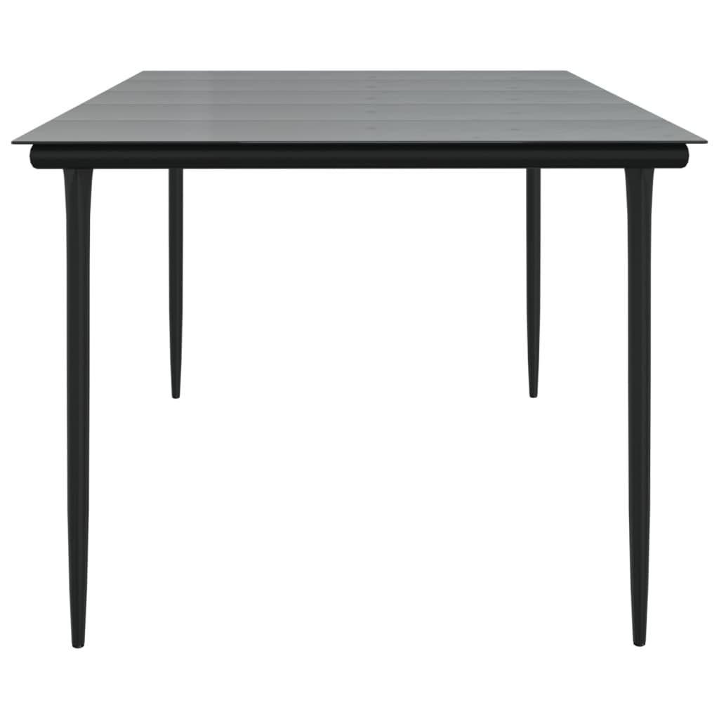 vidaXL Garden Dining Table Black 200x100x74cm Steel and Tempered Glass
