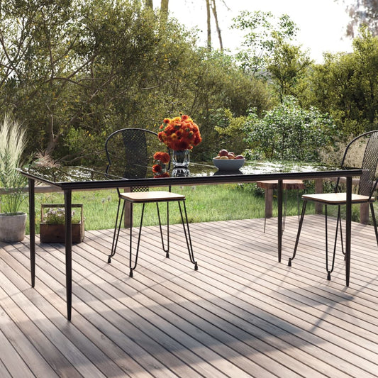 vidaXL Garden Dining Table Black 200x100x74cm Steel and Tempered Glass