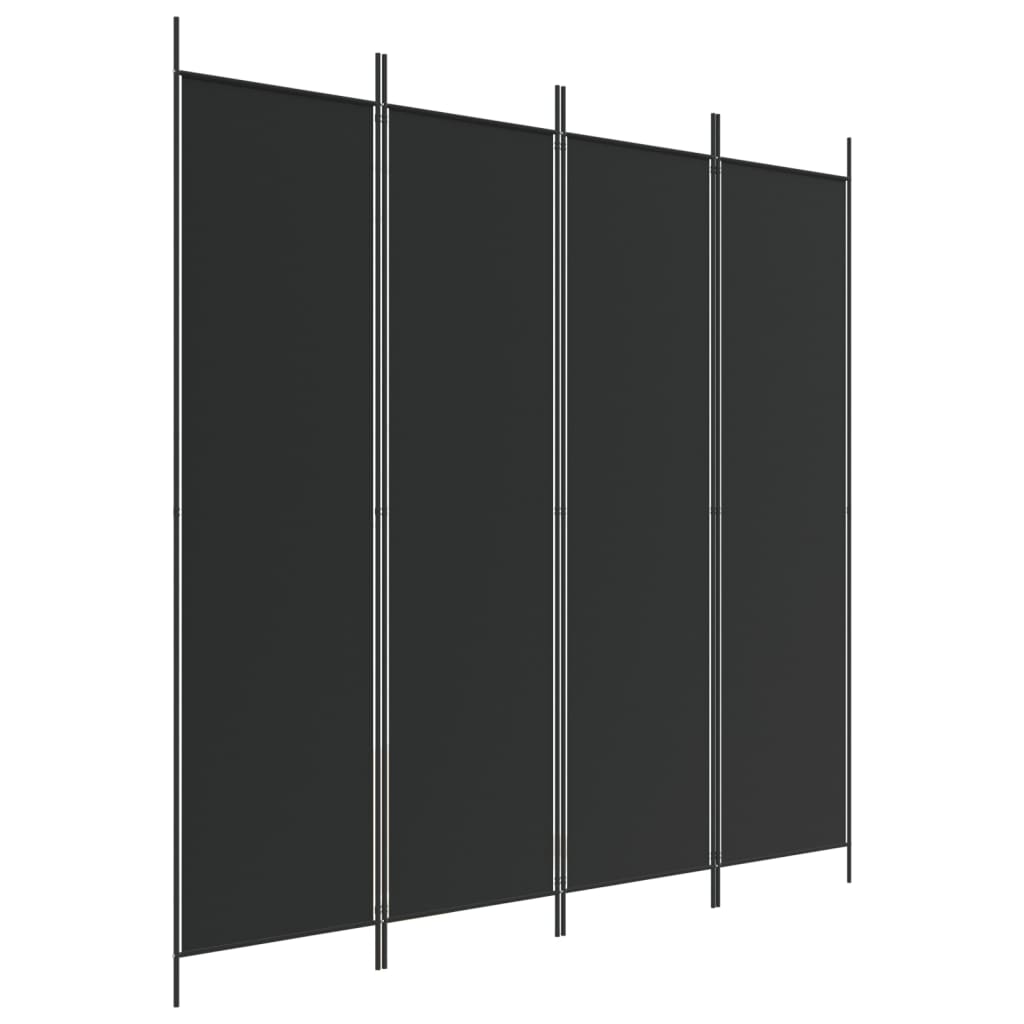 vidaXL 4-Panel Room Divider Black 200x200 cm Fabric