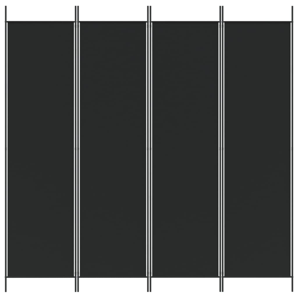 vidaXL 4-Panel Room Divider Black 200x200 cm Fabric