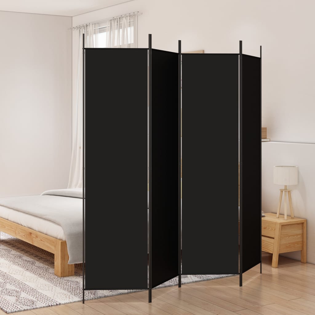 vidaXL 4-Panel Room Divider Black 200x200 cm Fabric