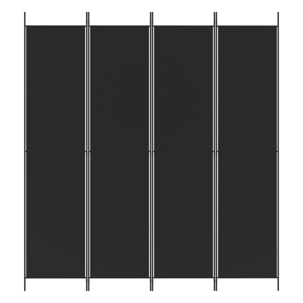 vidaXL 4-Panel Room Divider Black 200x220 cm Fabric