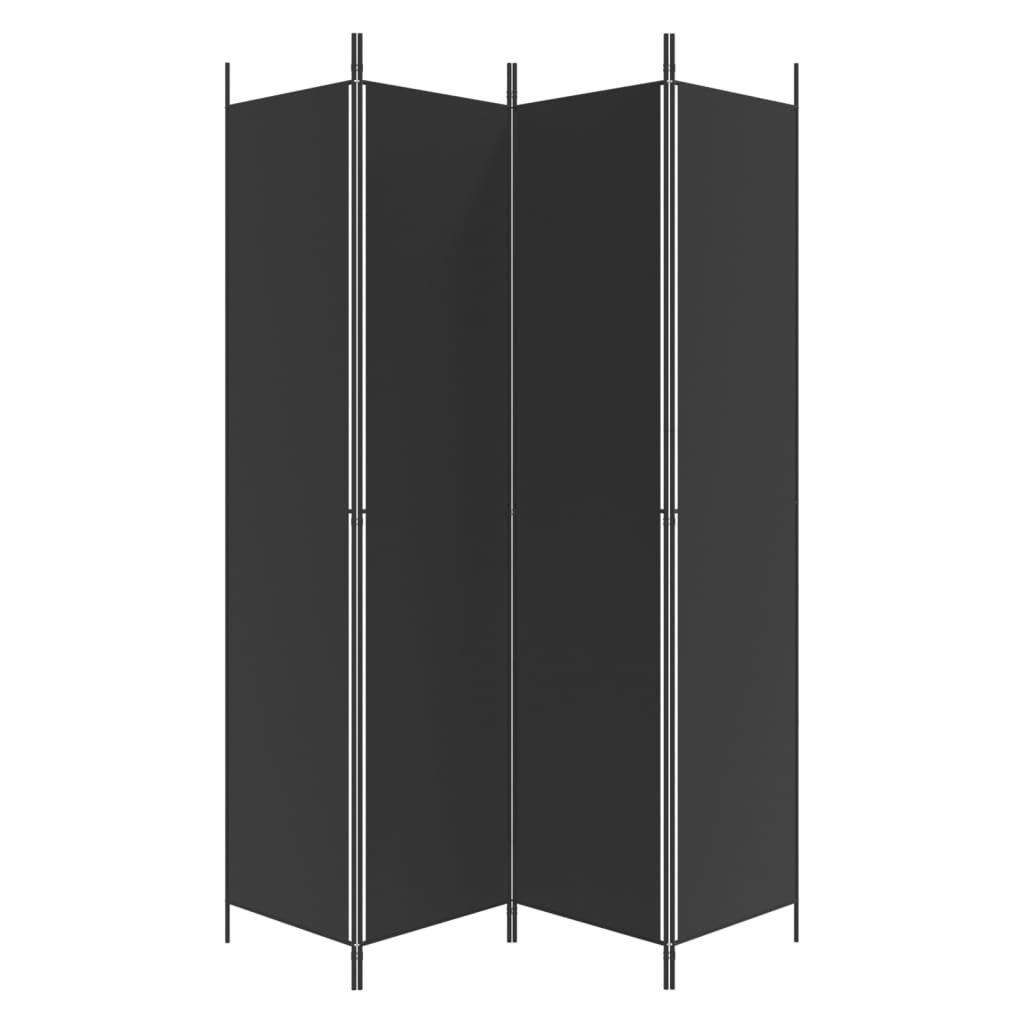vidaXL 4-Panel Room Divider Black 200x220 cm Fabric