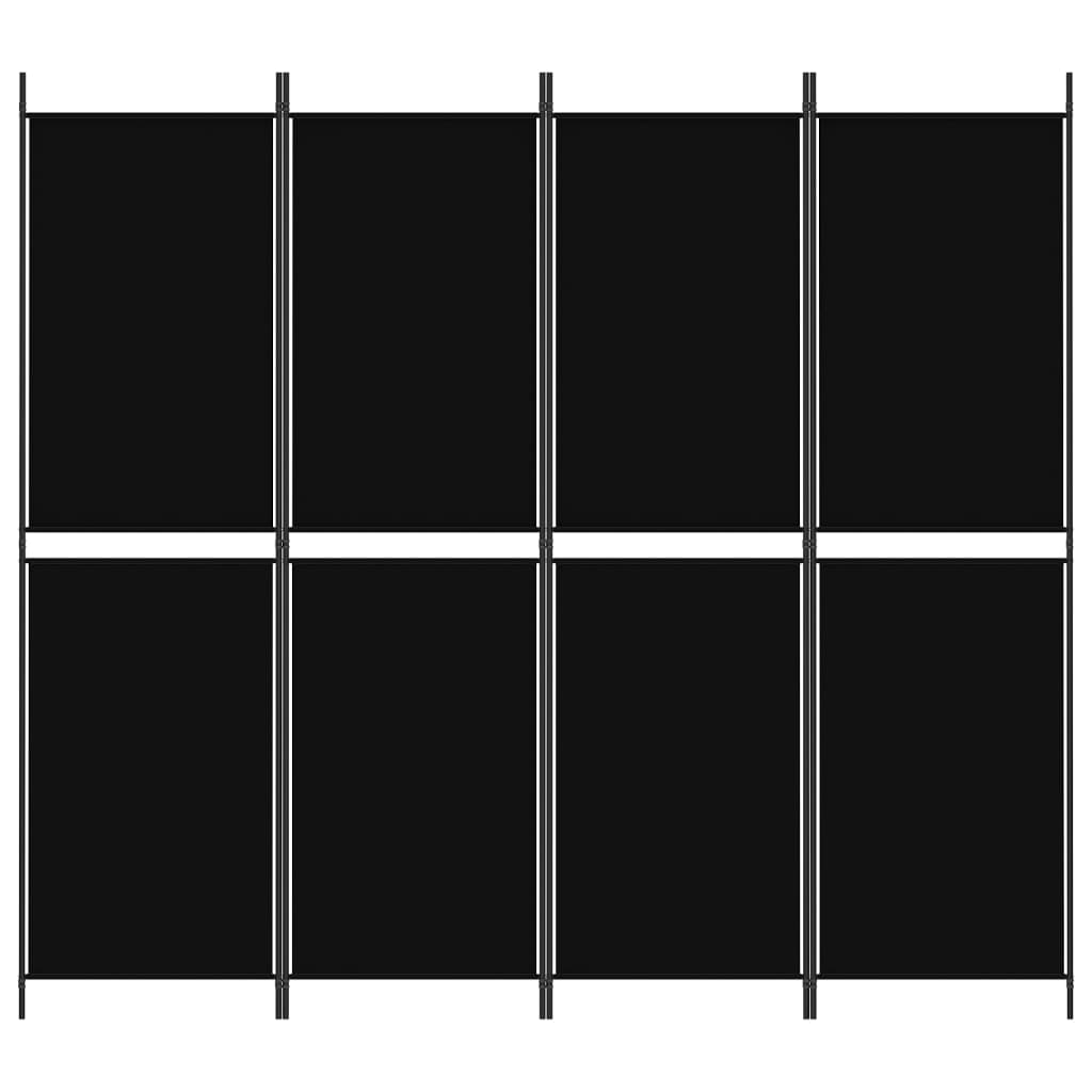 vidaXL 4-Panel Room Divider Black 200x180 cm Fabric