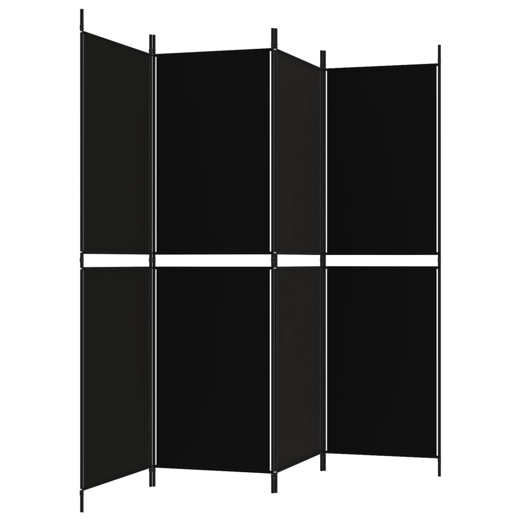vidaXL 4-Panel Room Divider Black 200x180 cm Fabric