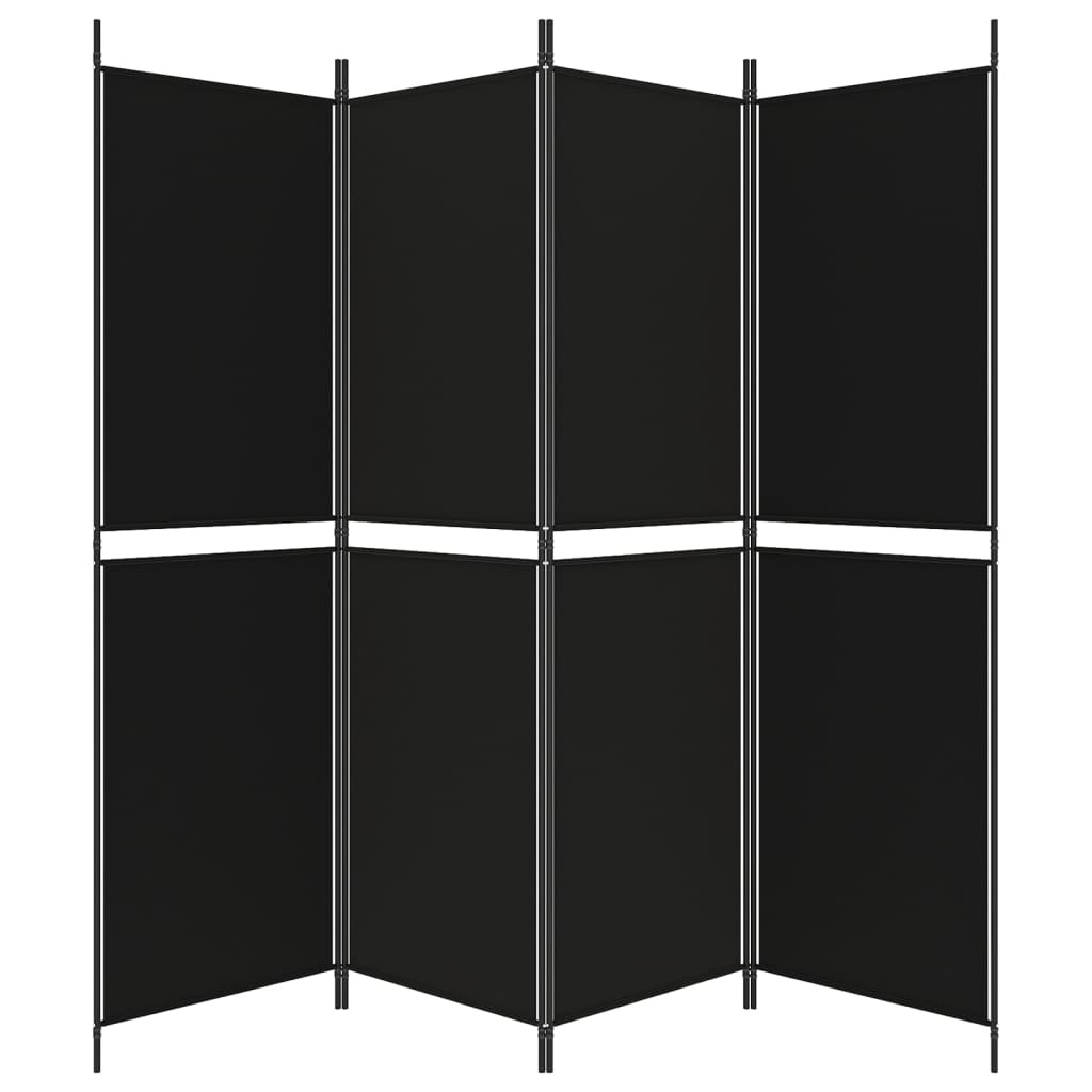 vidaXL 4-Panel Room Divider Black 200x180 cm Fabric
