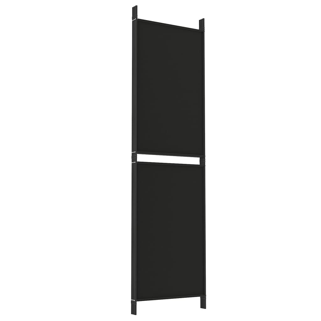 vidaXL 4-Panel Room Divider Black 200x180 cm Fabric