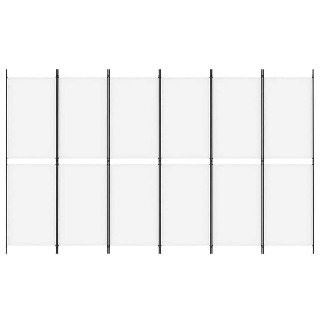 vidaXL 6-Panel Room Divider White 300x180 cm Fabric